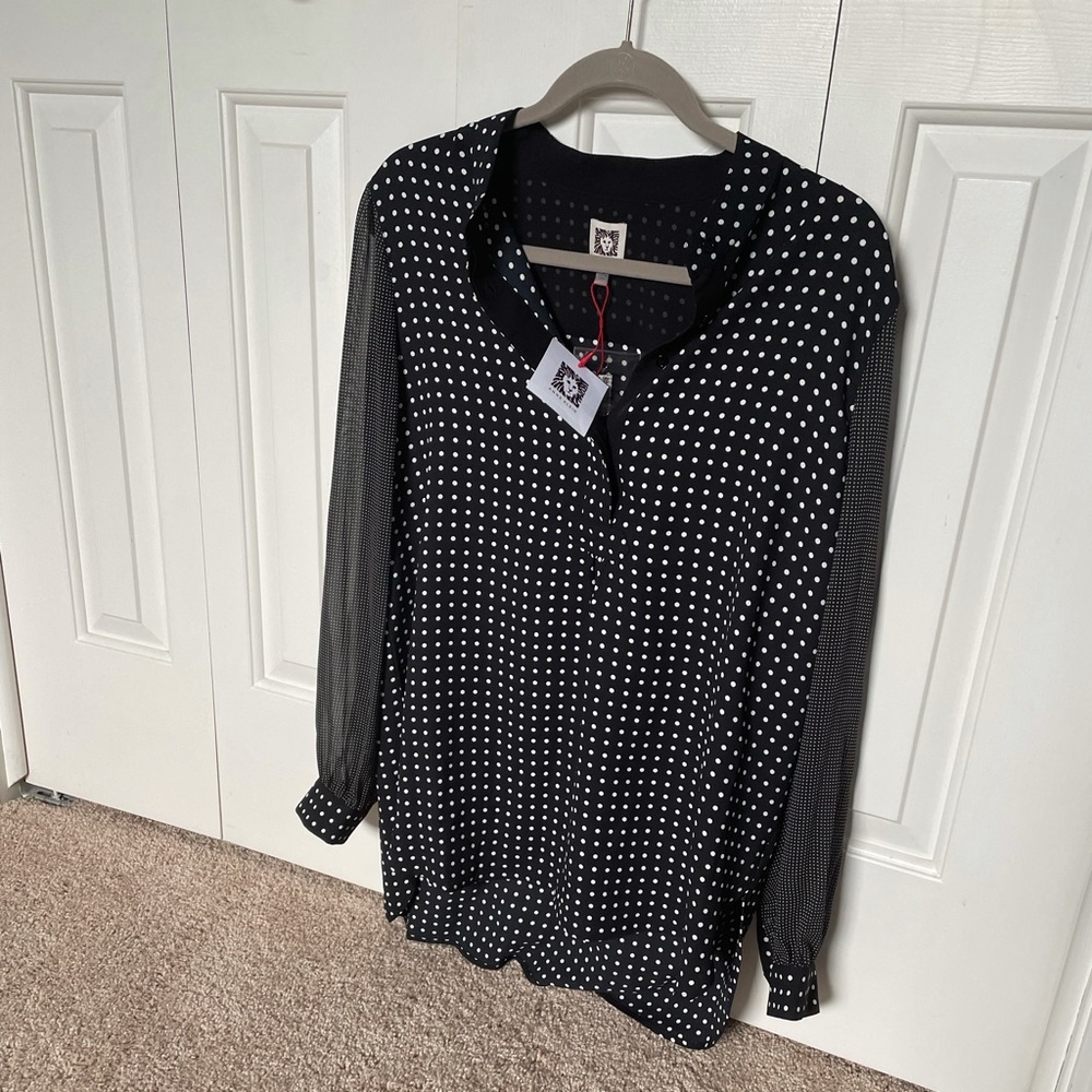 Anne Klein polka dot button down